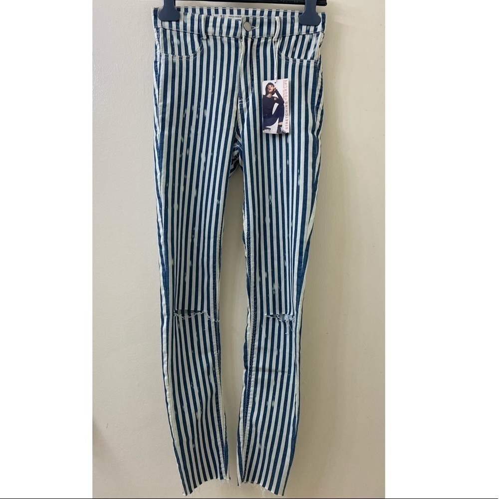 NWT Zara TRF pinstriped denim pants size 4